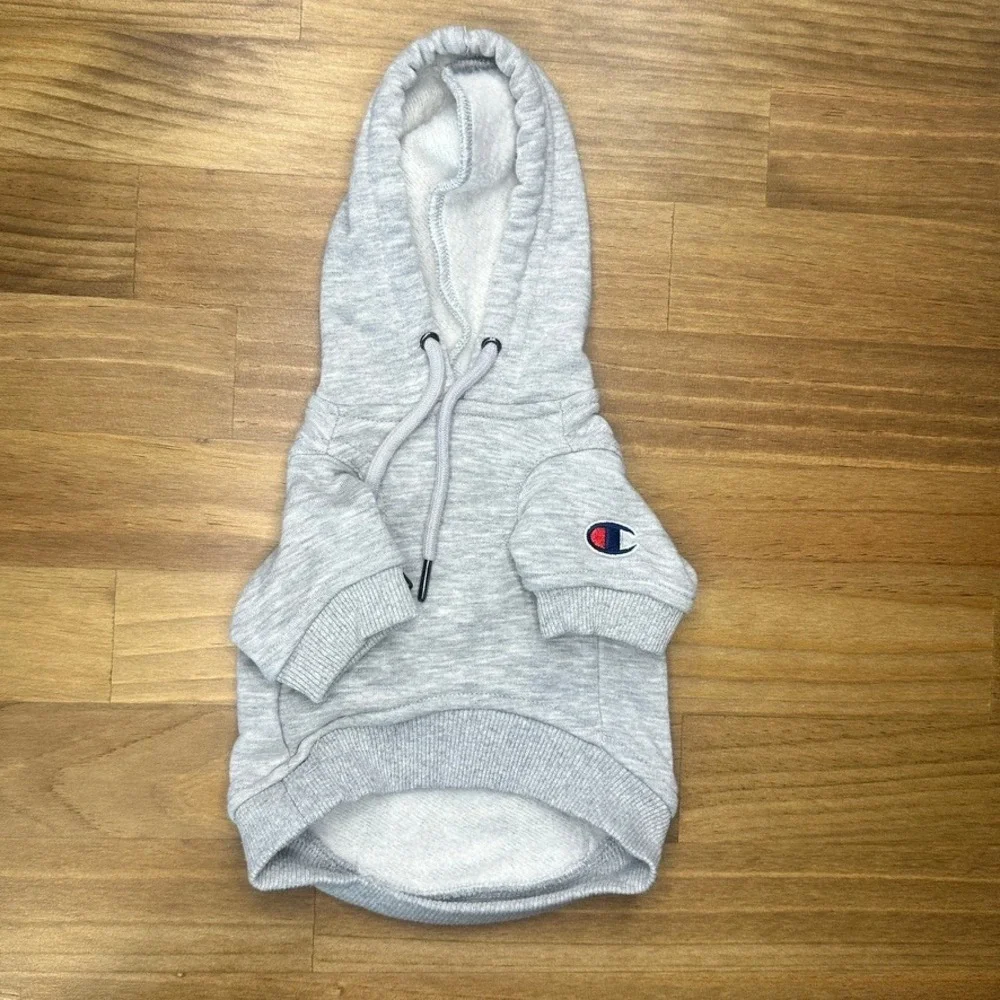 Champion Pet Dog Hoodie Gray Fleece Pullover Sweatshirt XS Small Dog